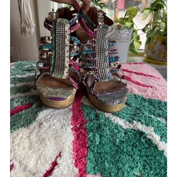 Mudd Gladiator Floral Wedges Women's 8 Studded Kohl's Trinity Boho Beach Travel - Picture 9 of 10